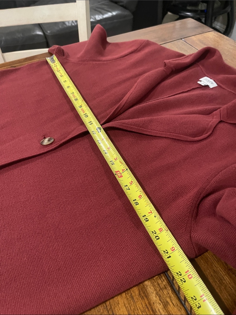 J. Crew Factory Rust Red Knit open front Blazer Jacket Cardigan two button sz M - Picture 7 of 10